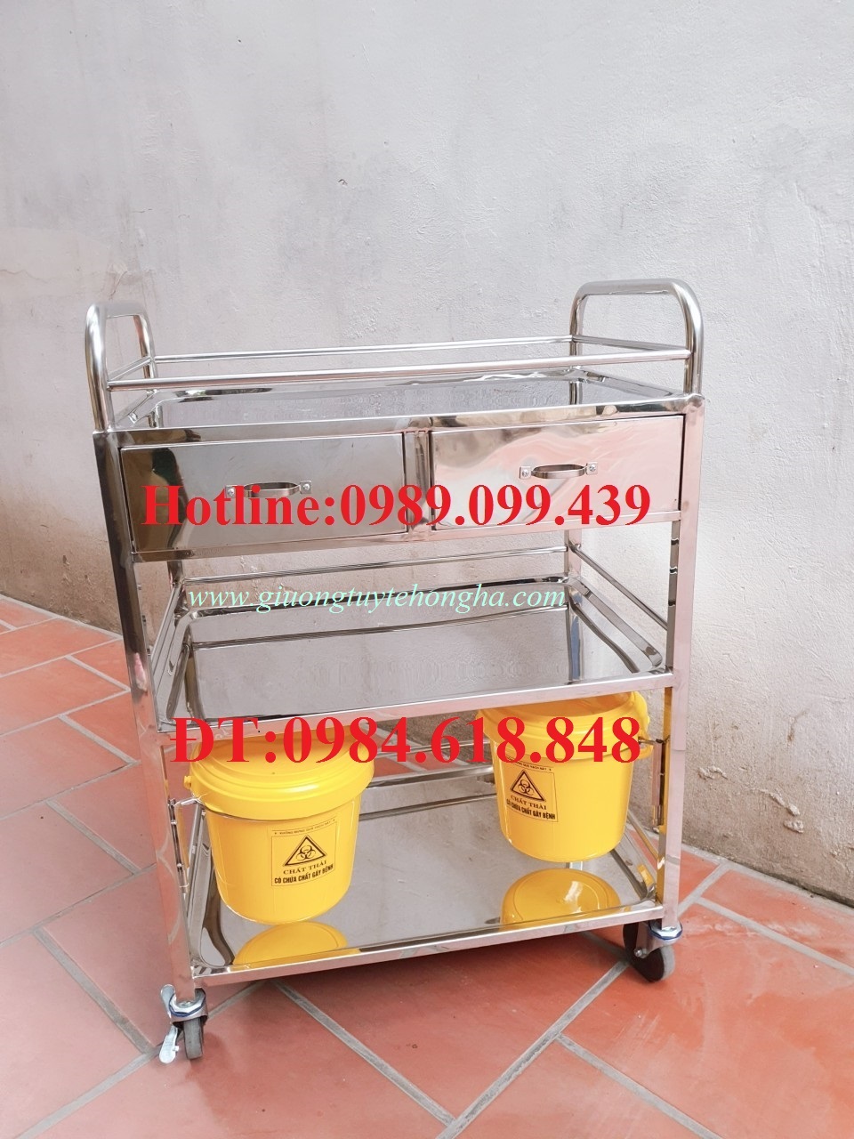 XE ĐẨY THUỐC TIÊM 3 TẦNG CÓ NGĂN KÉO Model: 418