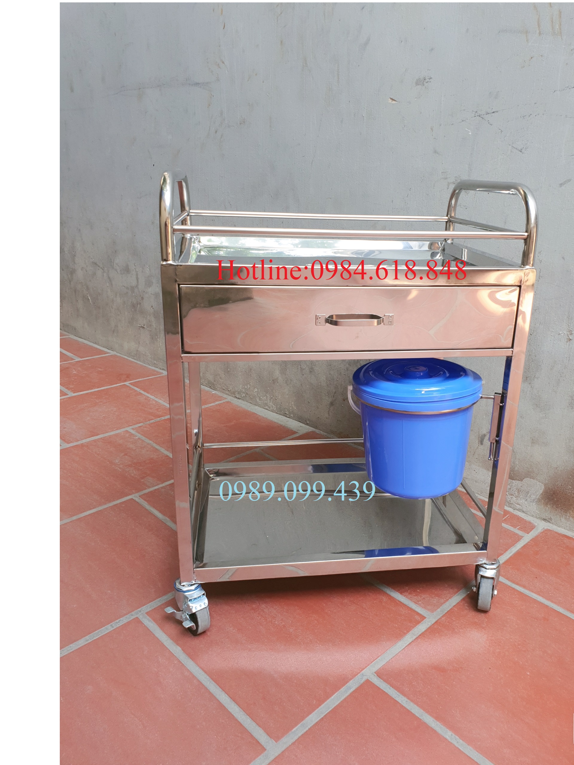 Xe tiêm 2 tầng có ngăn kéo inox-model:XI425